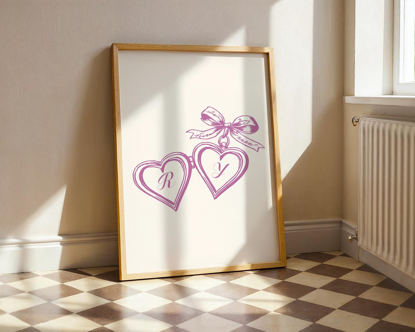 Custom Couples Initial Locket Art Print