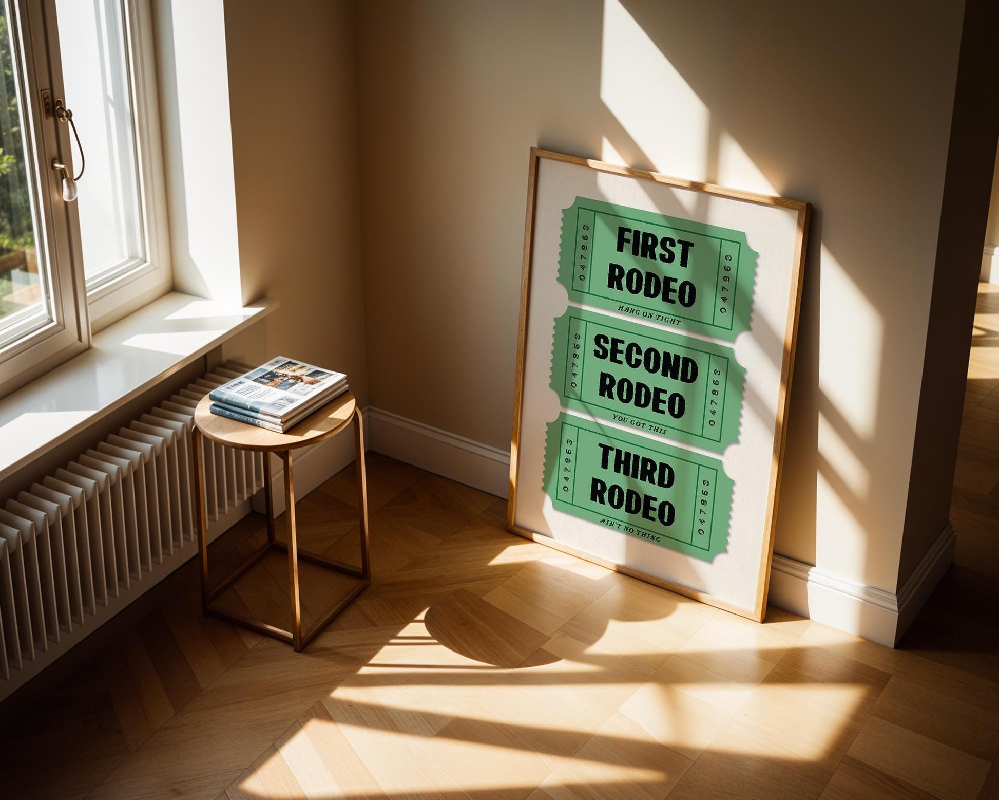 First Rodeo Ticket Art Print, Vintage Western Decor, Cowboy Print, Fun Wall Art for Home or Office