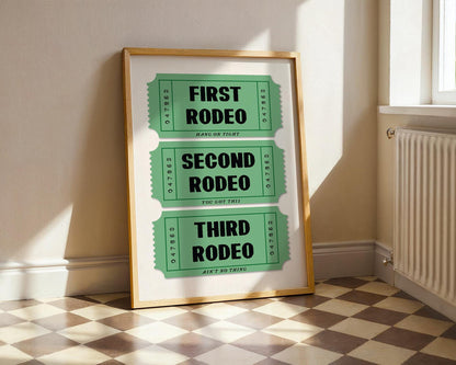 First Rodeo Ticket Art Print, Vintage Western Decor, Cowboy Print, Fun Wall Art for Home or Office