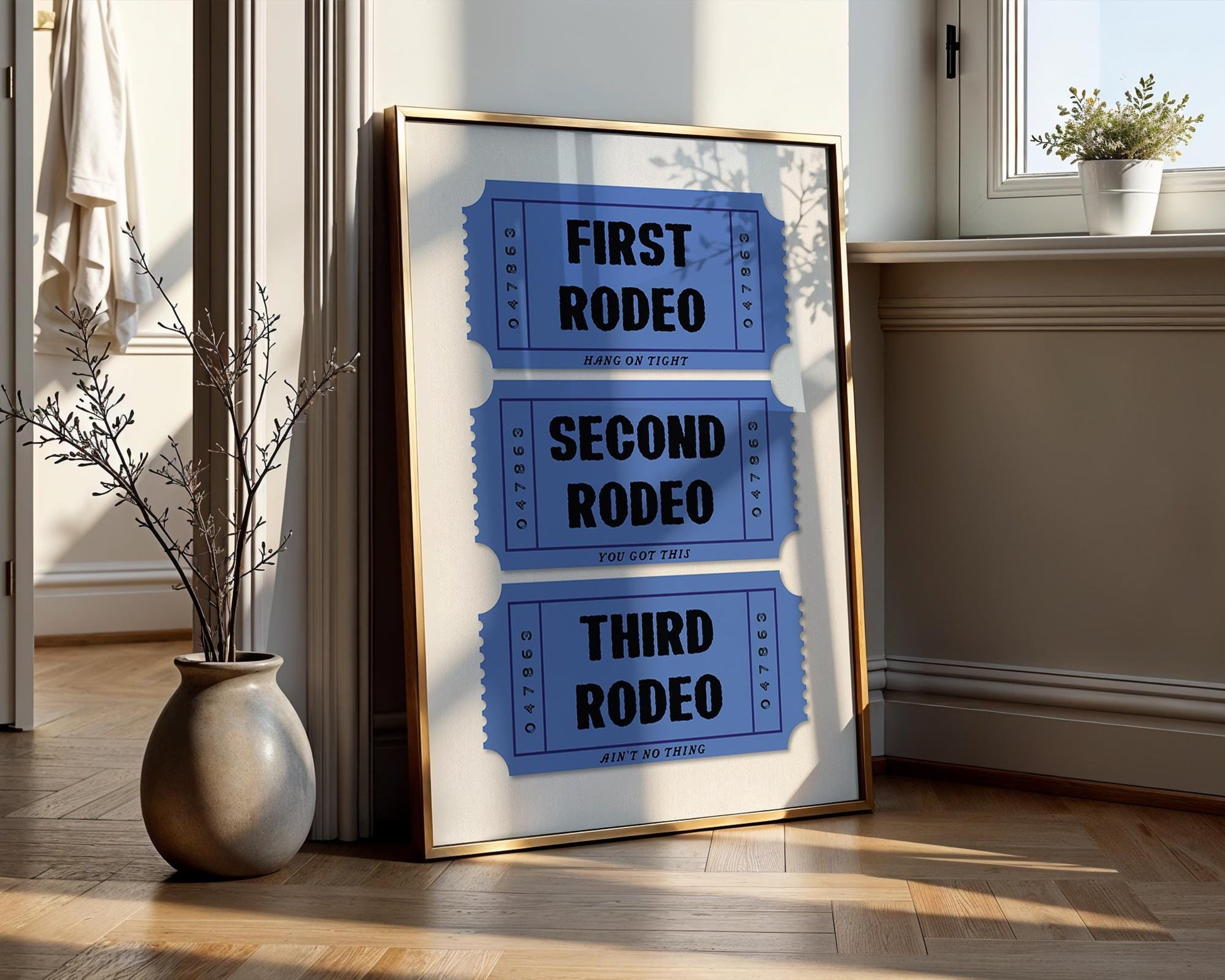 First Rodeo Ticket Art Print, Western Boho Decor, Printed Cowboy Artwork, Fun Wall Art for Home or Office