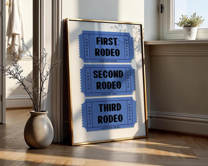 First Rodeo Ticket Art Print, Western Boho Decor, Printed Cowboy Artwork, Fun Wall Art for Home or Office