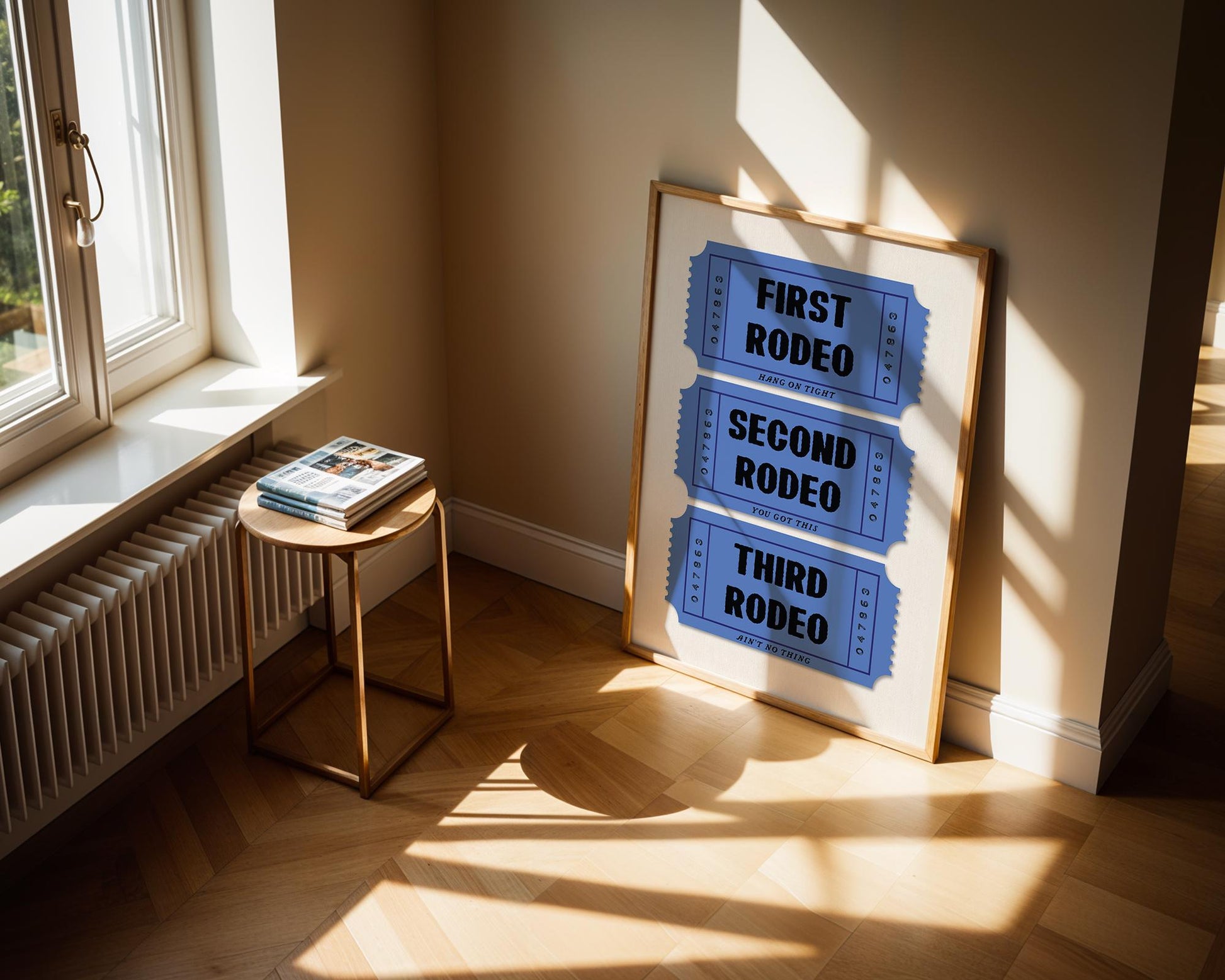 First Rodeo Ticket Art Print, Western Boho Decor, Printed Cowboy Artwork, Fun Wall Art for Home or Office