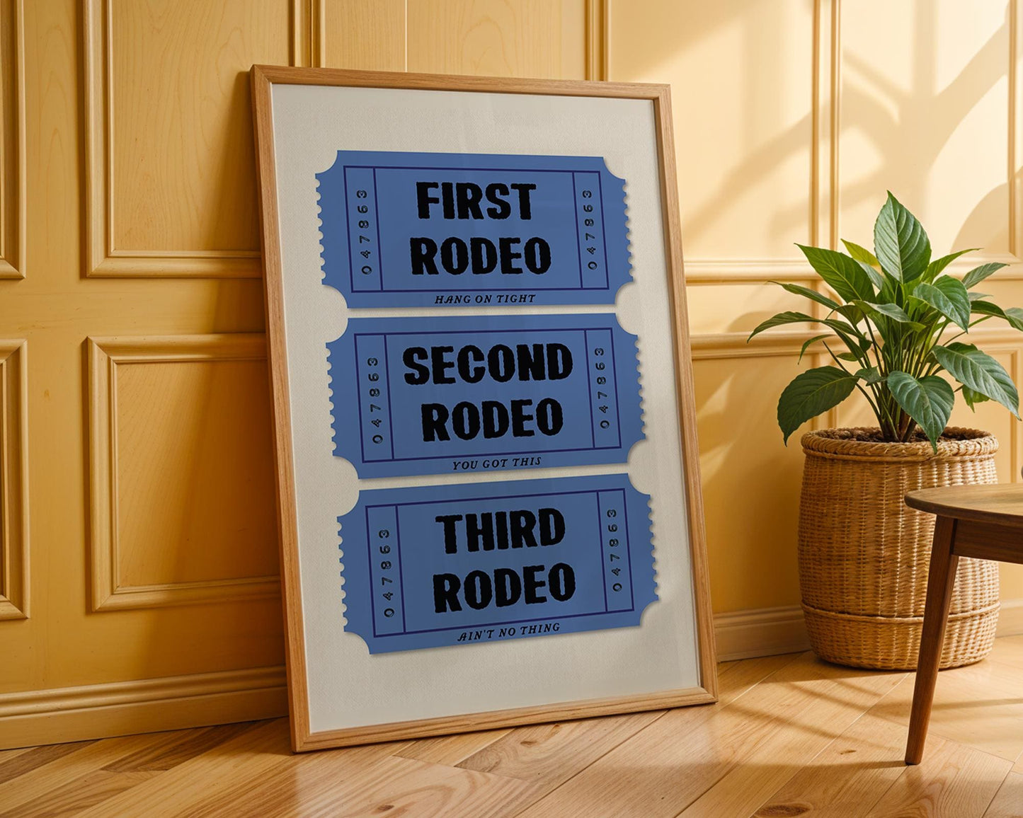 First Rodeo Ticket Art Print, Western Boho Decor, Printed Cowboy Artwork, Fun Wall Art for Home or Office