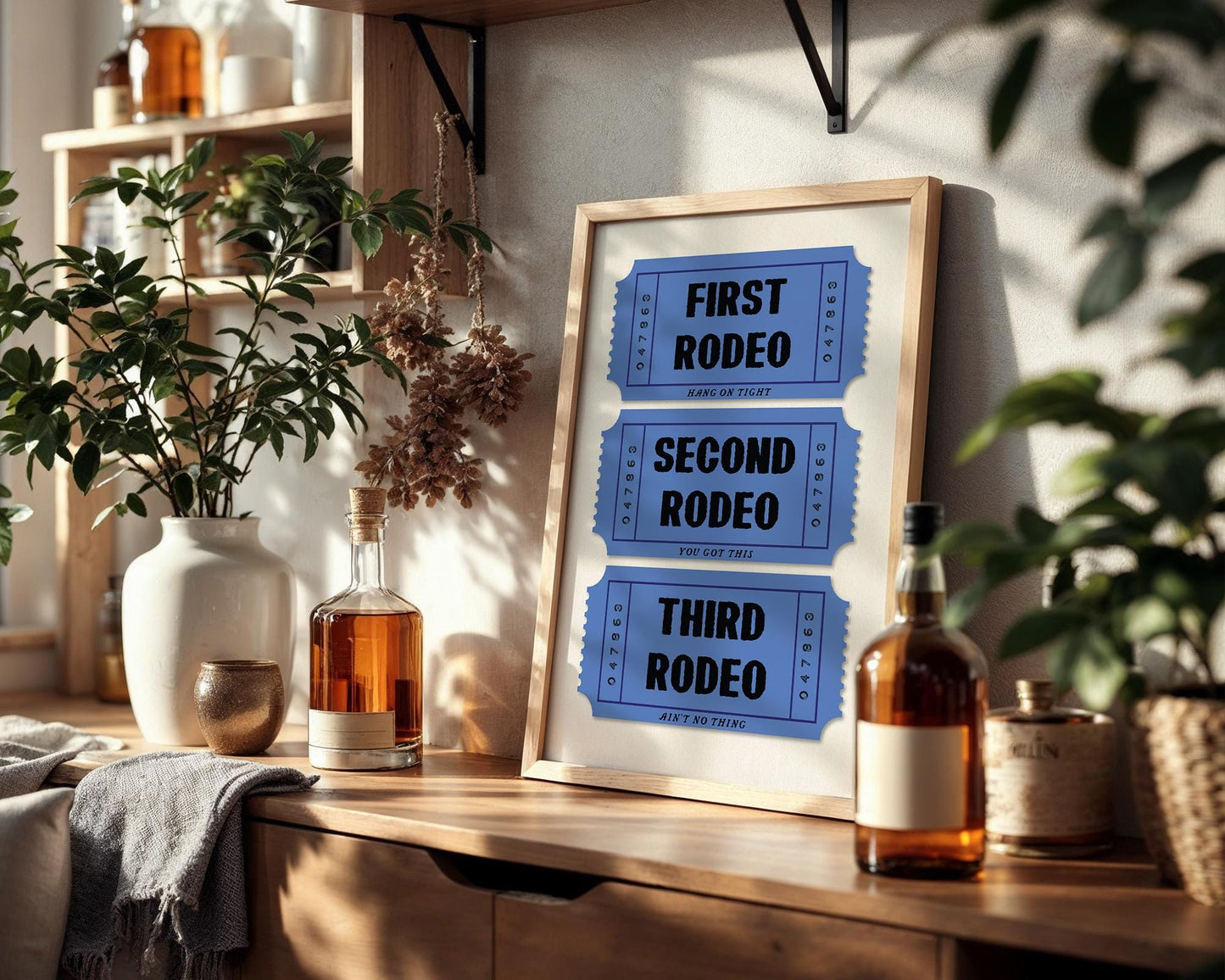 First Rodeo Ticket Art Print, Western Boho Decor, Printed Cowboy Artwork, Fun Wall Art for Home or Office