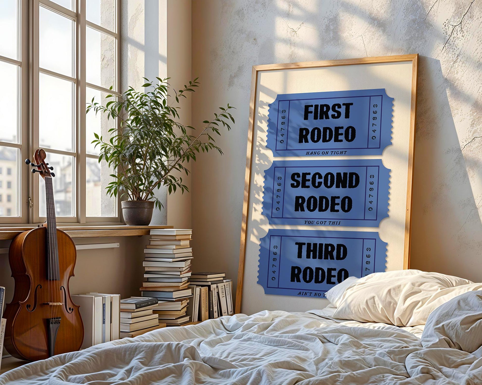 First Rodeo Ticket Art Print, Western Boho Decor, Printed Cowboy Artwork, Fun Wall Art for Home or Office