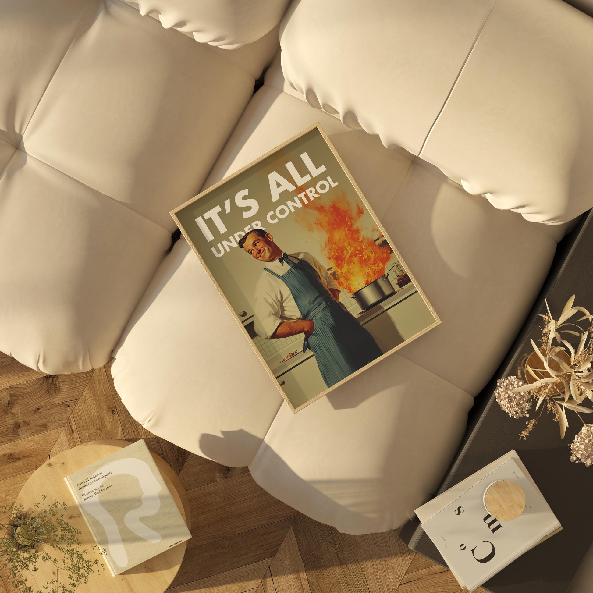 “Under Control” Print Retro Kitchen Print, Funny 50s Poster, Vintage Cooking Art