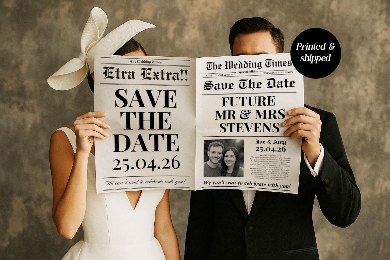 Wedding Save The Date Newspaper