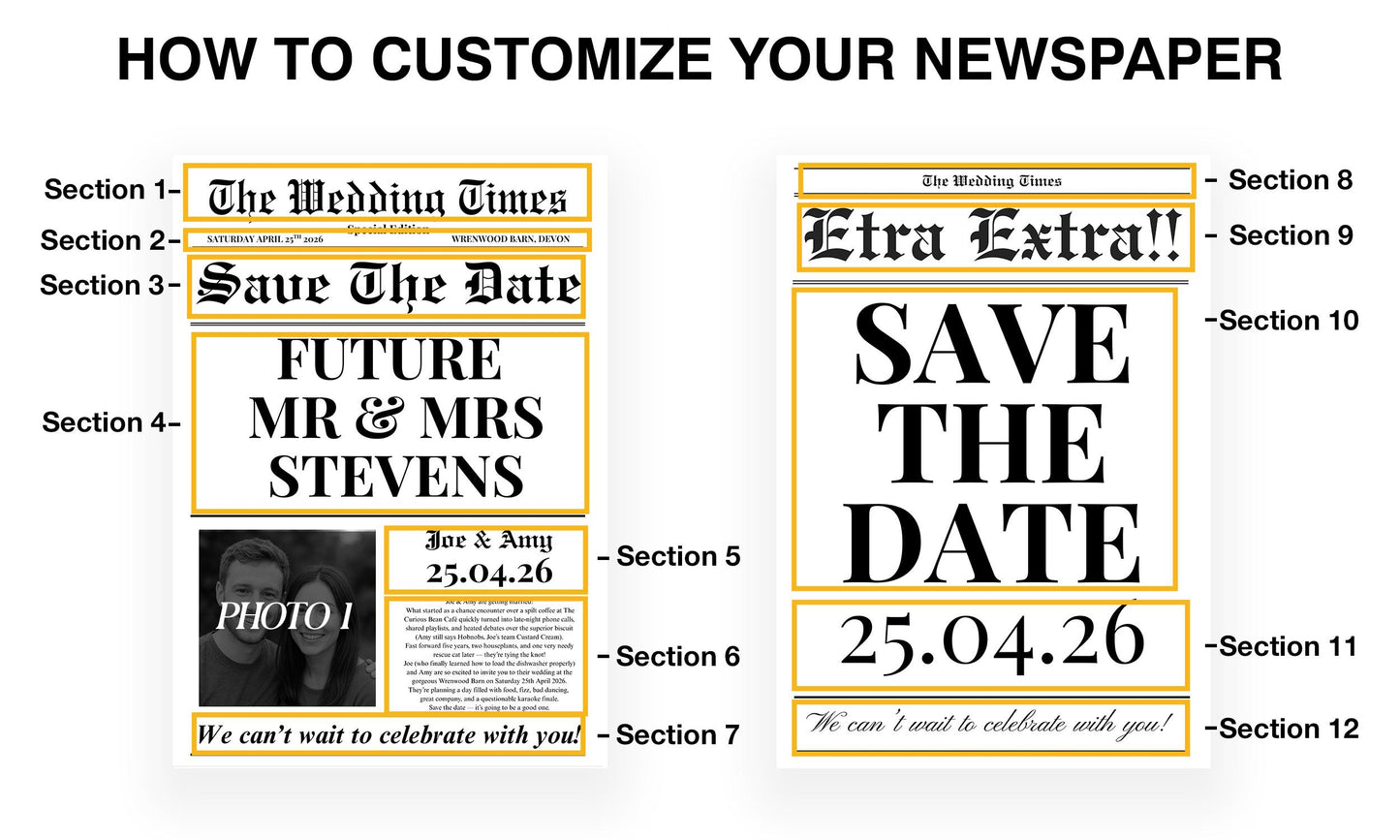 Wedding Save The Date Newspaper