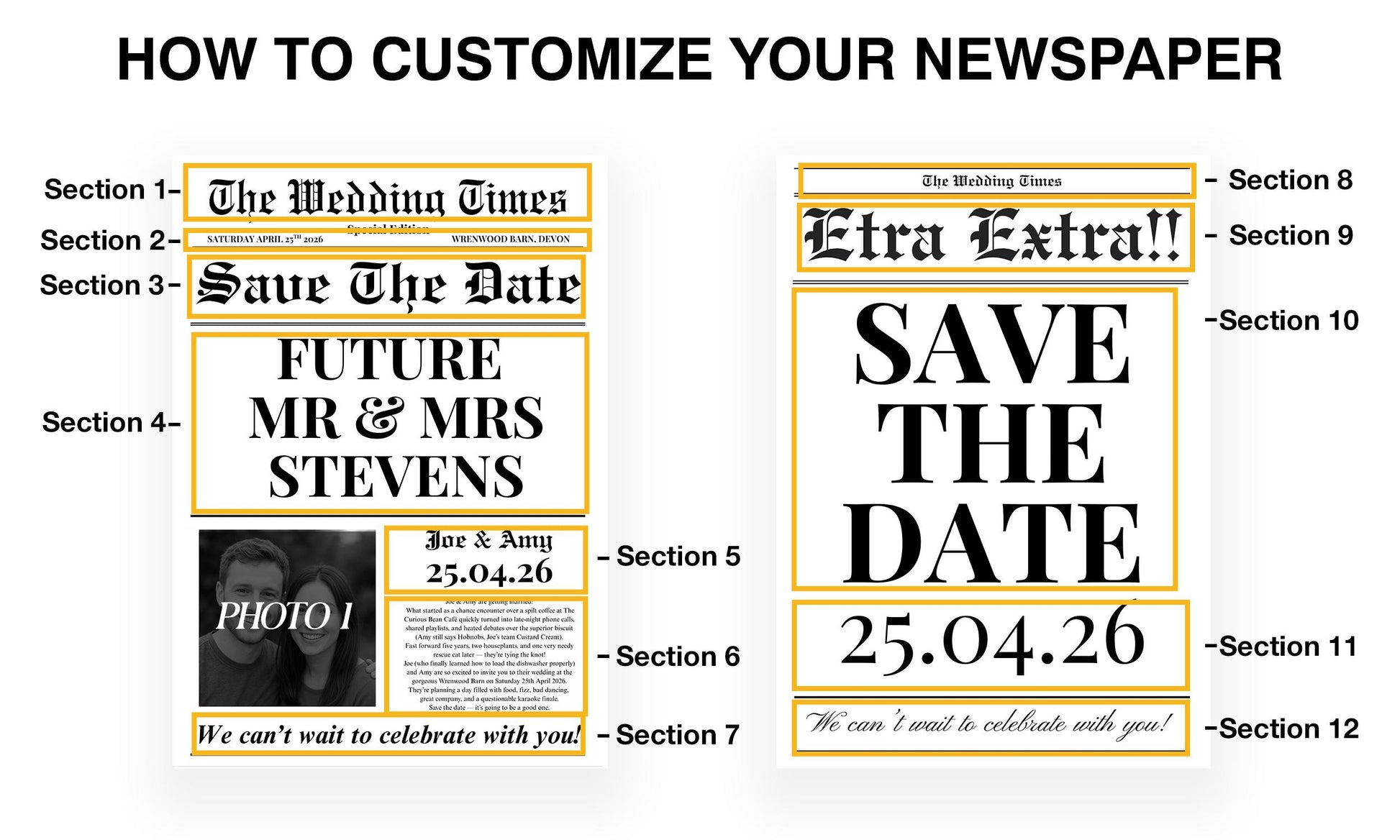 Wedding Save The Date Newspaper