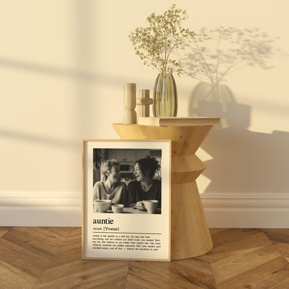 Custom Auntie Definition Wall Art, Personalized Gift for Aunt, Unique Home Decor, Meaningful Auntie Quote, Printed and Shipped,