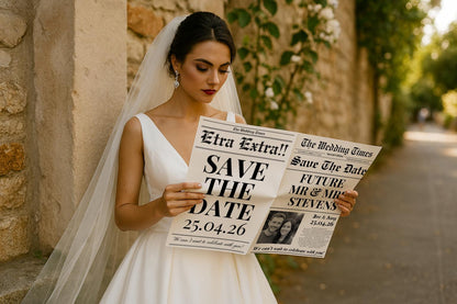 Wedding Save The Date Newspaper