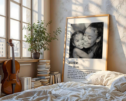 Custom Auntie Definition Wall Art, Personalized Gift for Aunt, Unique Home Decor, Meaningful Auntie Quote, Printed and Shipped,