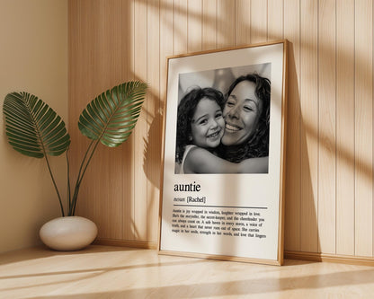 Custom Auntie Definition Wall Art, Personalized Gift for Aunt, Unique Home Decor, Meaningful Auntie Quote, Printed and Shipped,