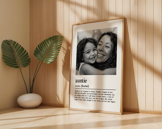 Custom Auntie Definition Wall Art, Personalized Gift for Aunt, Unique Home Decor, Meaningful Auntie Quote, Printed and Shipped,