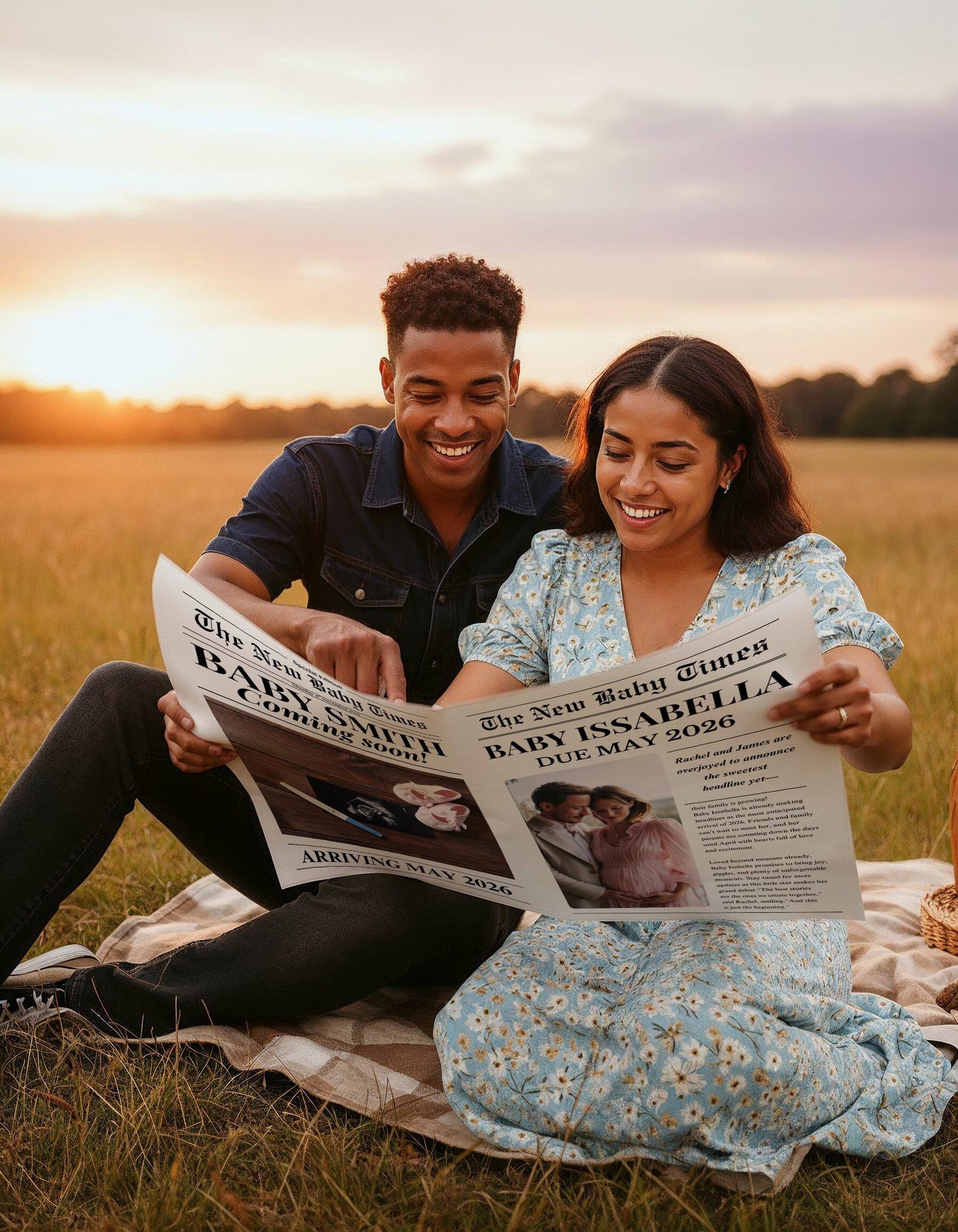 Custom Printed And Shipped Newspaper, Pregnancy Baby Announcement Large Newspaper Editable