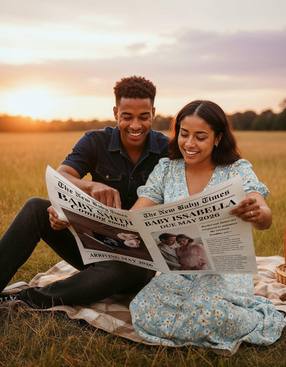 Custom Printed And Shipped Newspaper, Pregnancy Baby Announcement Large Newspaper Editable