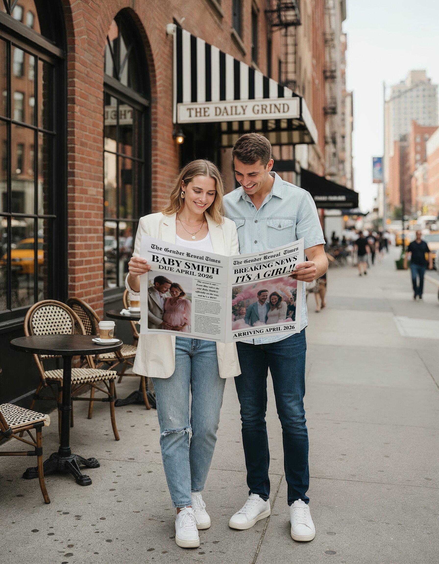 Custom Printed And Shipped Newspaper, Gender Reveal, Baby Announcement Large Newspaper Editable