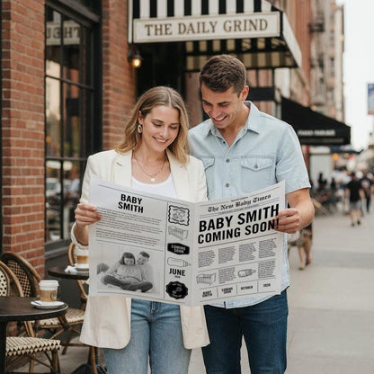 Custom Printed And Shipped Newspaper, Pregnancy Baby Announcement Large Newspaper Editable
