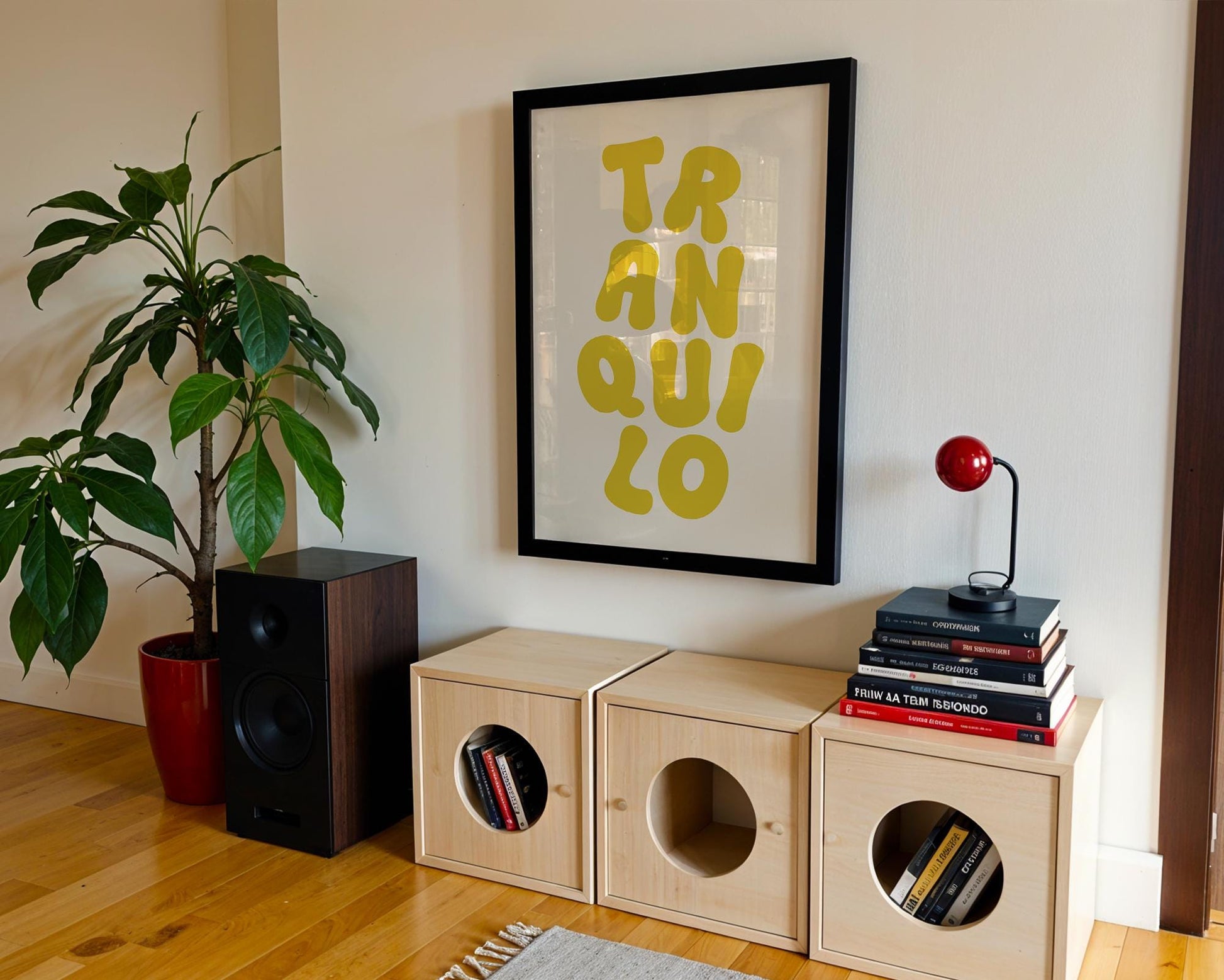 Tranquilo Wall Art, Calm Minimalist Printed and Shipped, Retro Serenity Print, Inspirational Home Deco