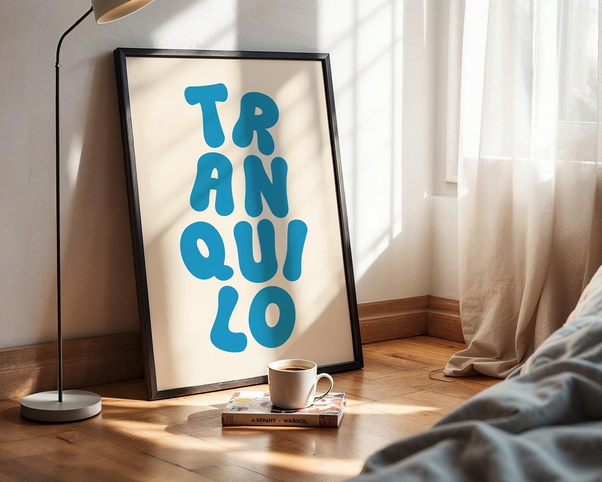 Tranquilo Wall Art, Calm Minimalist Printed and Shipped, Retro Serenity Print, Inspirational Home Deco