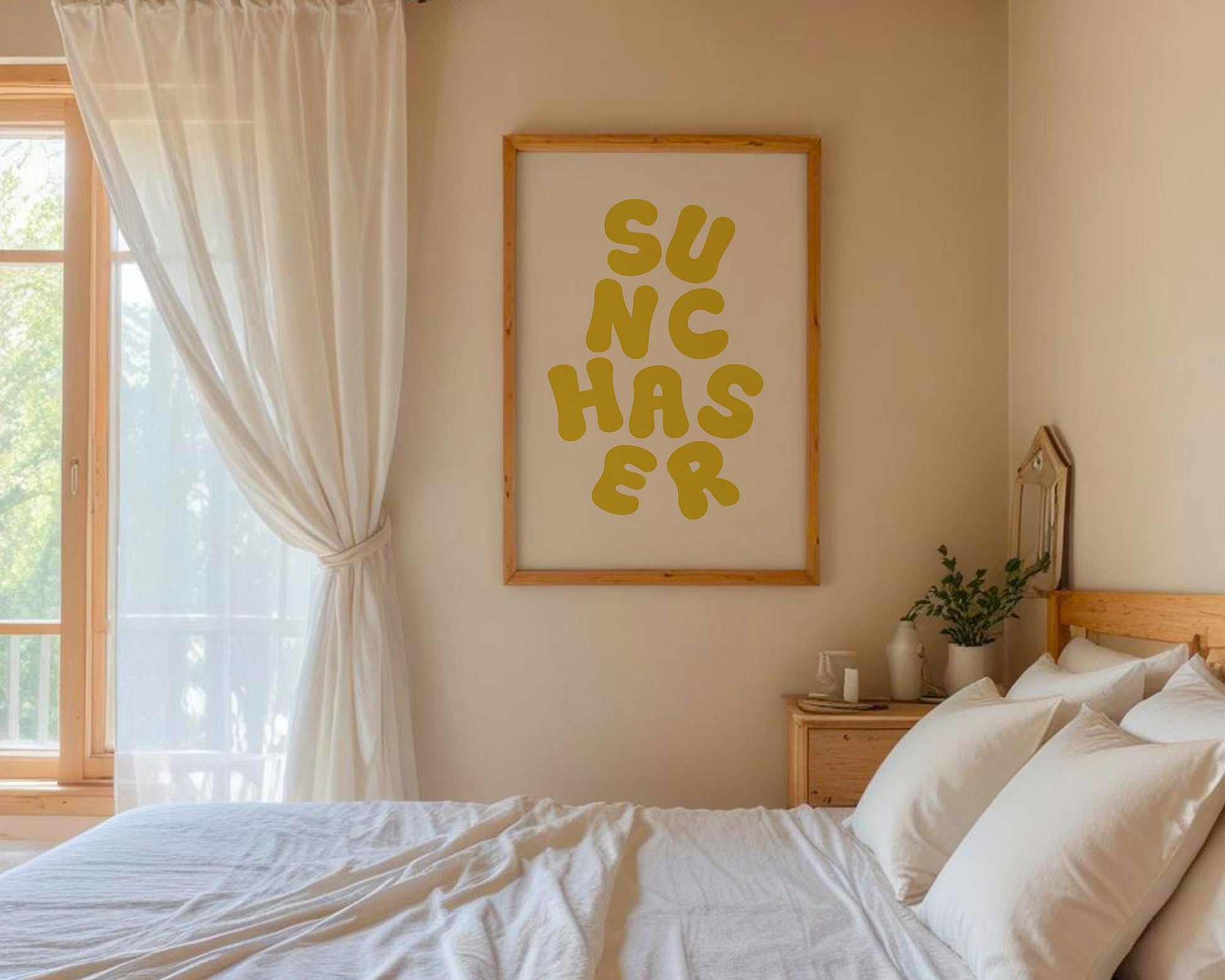 Custom Typography Wall Art, Calm Minimalist Printed and Shipped, Retro Serenity Print, Inspirational Home Deco