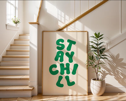 Custom Typography Wall Art, Calm Minimalist Digital Download, Retro Serenity Print, Inspirational Home Deco