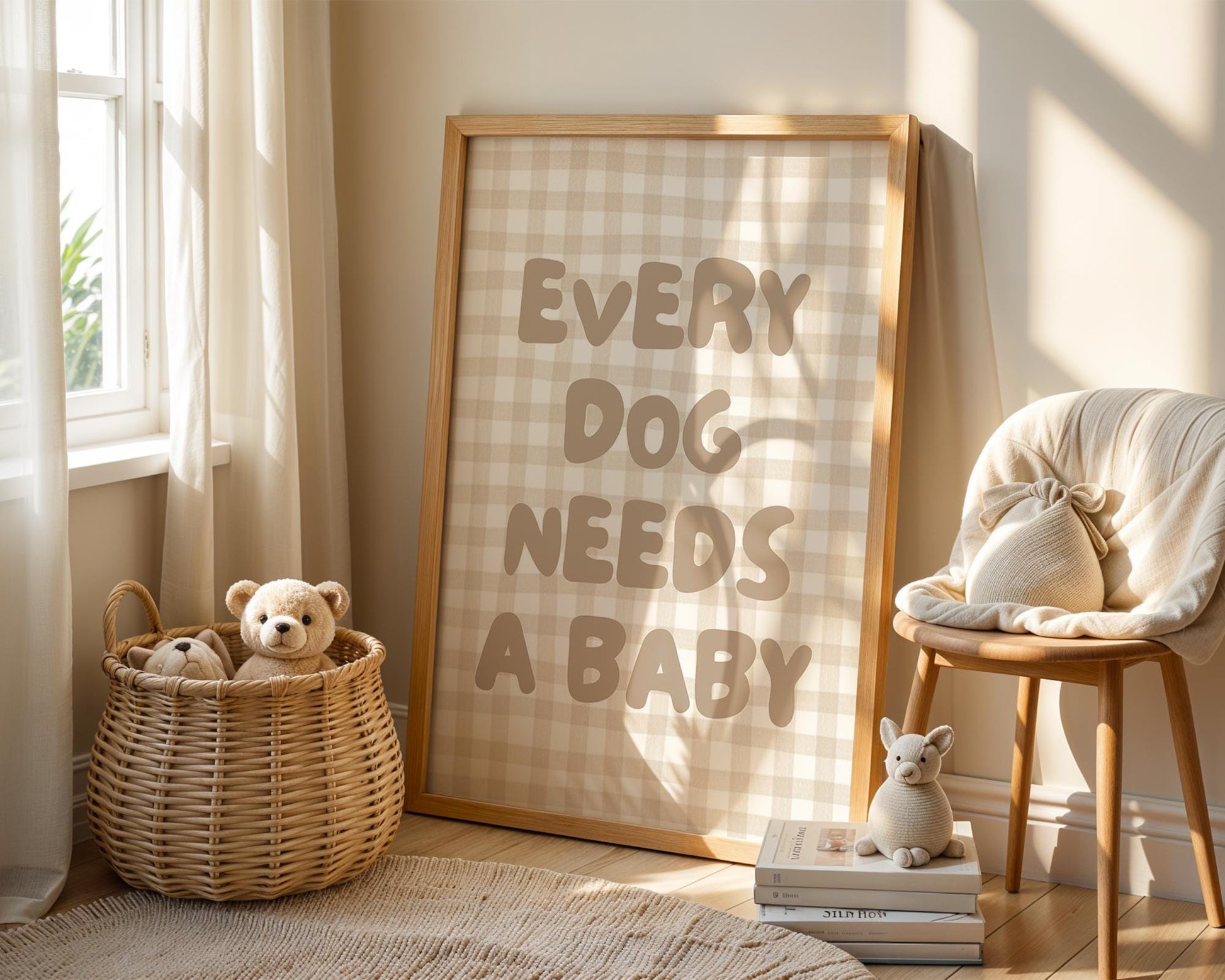Every Dog Needs A Baby Print, Cute Nursery Wall Art, Digital Download, Baby Announcement, Dog Lover Gift