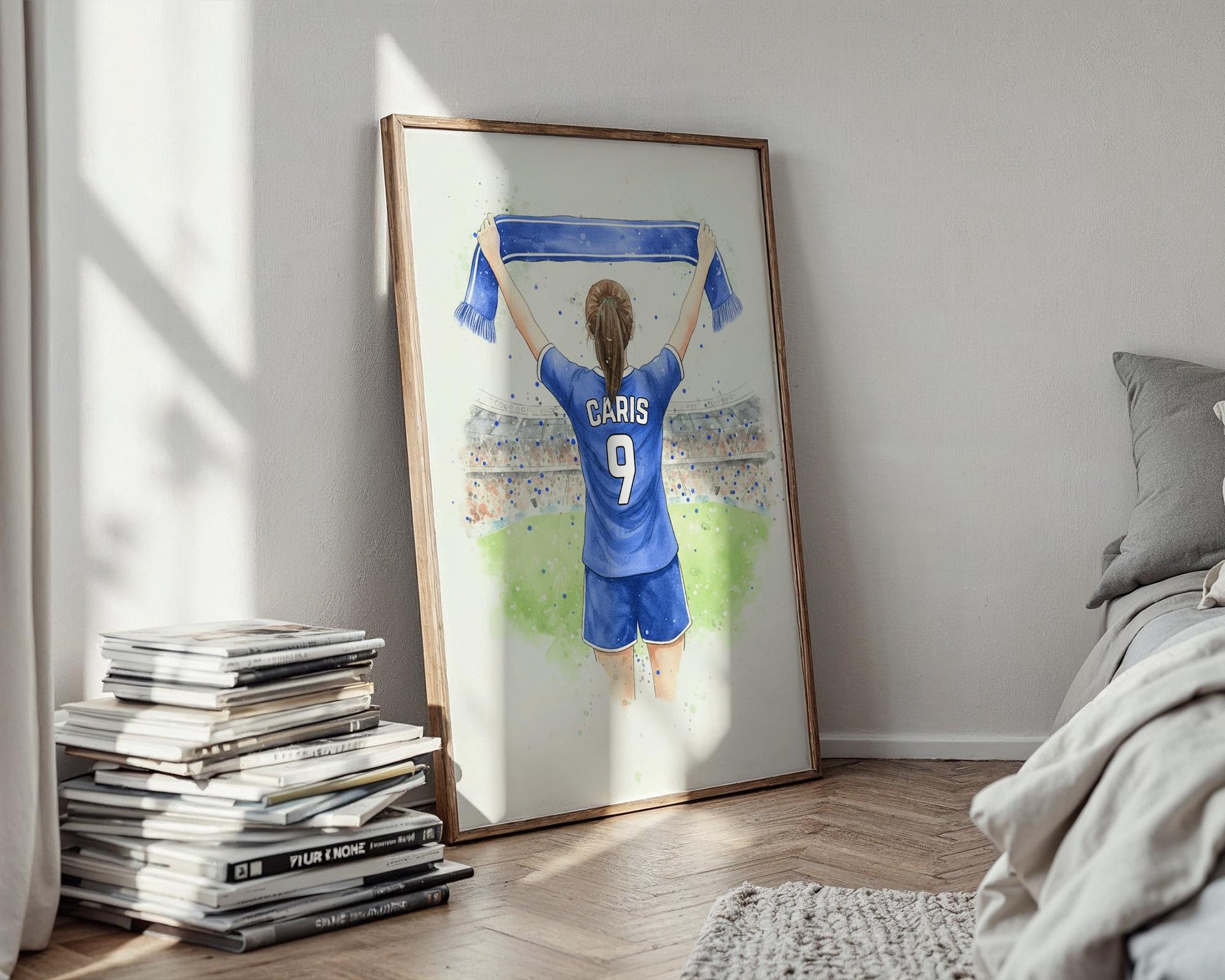 Custom Soccer Print for Girls, Personalized Soccer Art, Unique Soccer Decor, Gift for Soccer Lovers, Wall Art, Any Hairstyle, Football Print