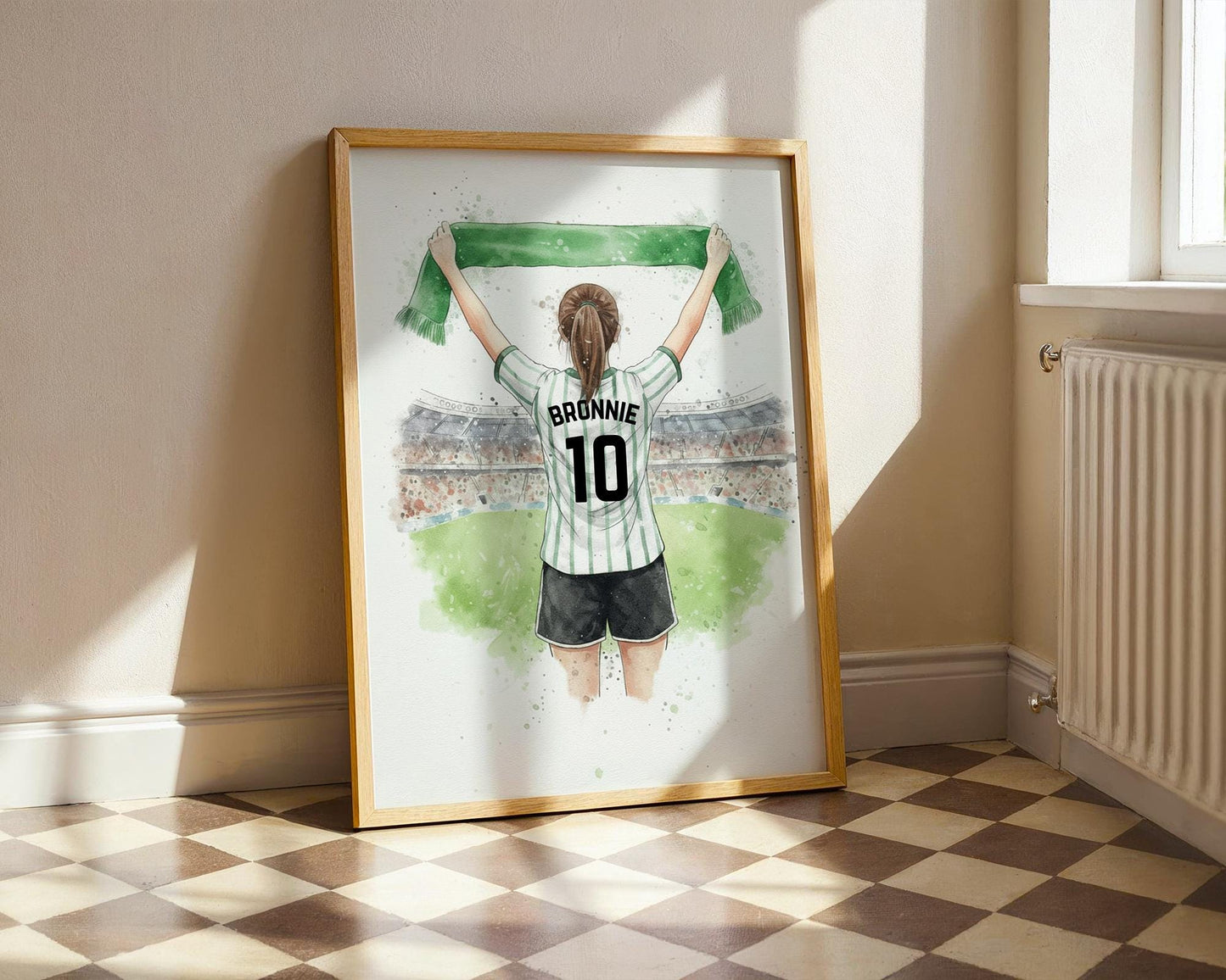 Custom Soccer Print for Girls, Personalized Soccer Art, Unique Soccer Decor, Gift for Soccer Lovers, Wall Art, Any Hairstyle, Football Print