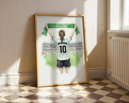 Custom Soccer Print for Girls, Personalized Soccer Art, Unique Soccer Decor, Gift for Soccer Lovers, Wall Art, Any Hairstyle, Football Print