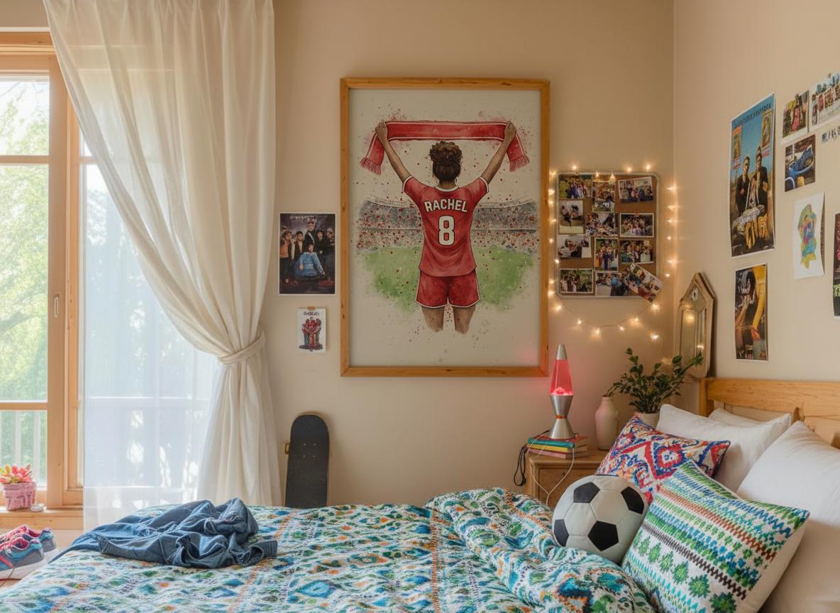 Custom Soccer Print for Girls, Personalized Soccer Art, Unique Soccer Decor, Gift for Soccer Lovers, Wall Art, Any Hairstyle, Football Print