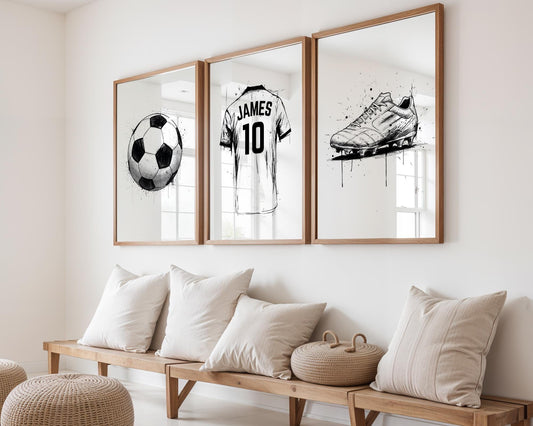 Blueprint Soccer Wall Art Prints, Custom Soccer Decor, Personalized Art for Boys Room, Unique Soccer Gifts, Soccer Poster for Kids' Room