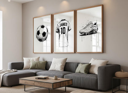 Blueprint Soccer Wall Art Prints, Custom Soccer Decor, Personalized Art for Boys Room, Unique Soccer Gifts, Soccer Poster for Kids' Room