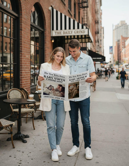 Custom Printed And Shipped Newspaper, Pregnancy Baby Announcement Large Newspaper Editable