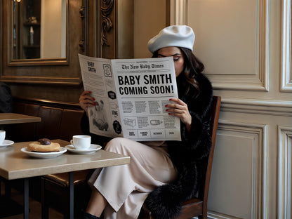 Custom Printed And Shipped Newspaper, Pregnancy Baby Announcement Large Newspaper Editable
