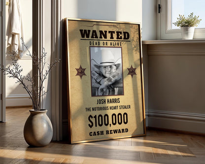 Custom Wanted Poster, Personalized Print for Western Decor, Unique Gift Idea for Cowboy Lovers, Fun Party Sign, Printed and Shipped