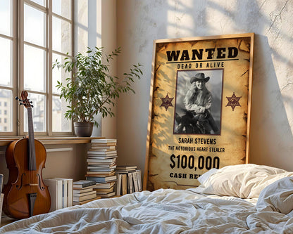 Custom Wanted Poster, Personalized Print for Western Decor, Unique Gift Idea for Cowboy Lovers, Fun Party Sign, Printed and Shipped