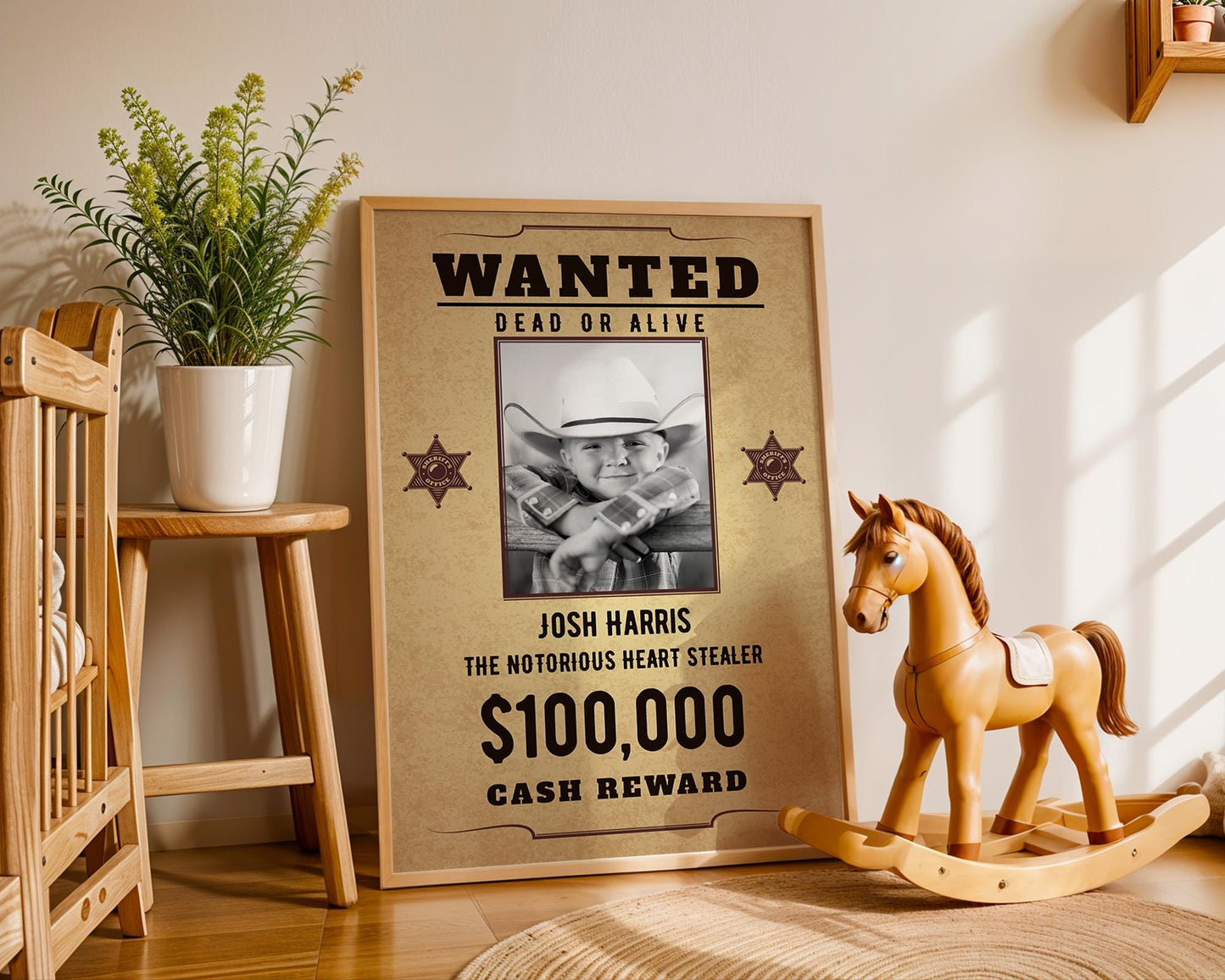 Custom Wanted Poster, Personalized Print for Western Decor, Unique Gift Idea for Cowboy Lovers, Fun Party Sign, Printed and Shipped