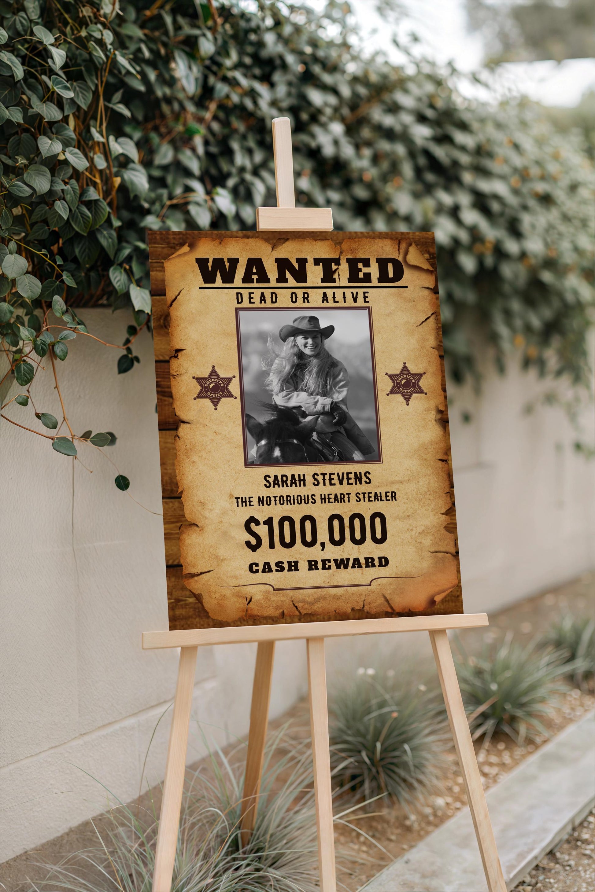 Custom Wanted Poster, Personalized Print for Western Decor, Unique Gift Idea for Cowboy Lovers, Fun Party Sign, Printed and Shipped