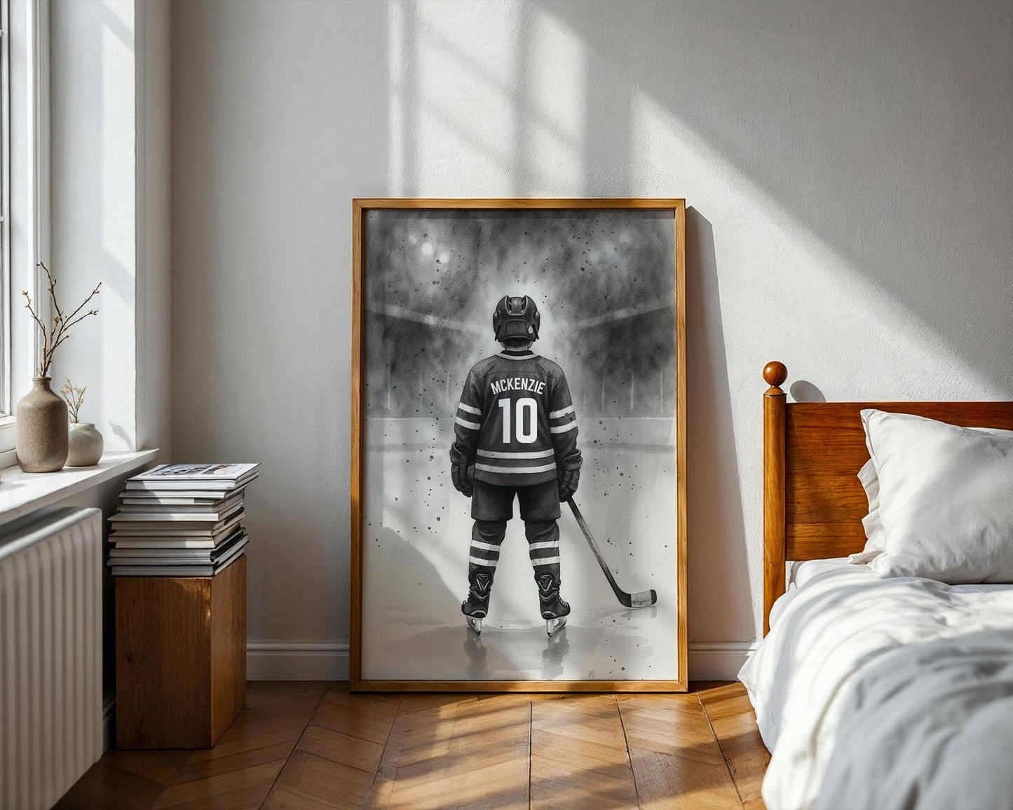 Personalized Hockey Wall Art Print, Custom Hockey Decor, Boys Room Gift, Unique Jersey Art for Kids Bedroom, Digital Download