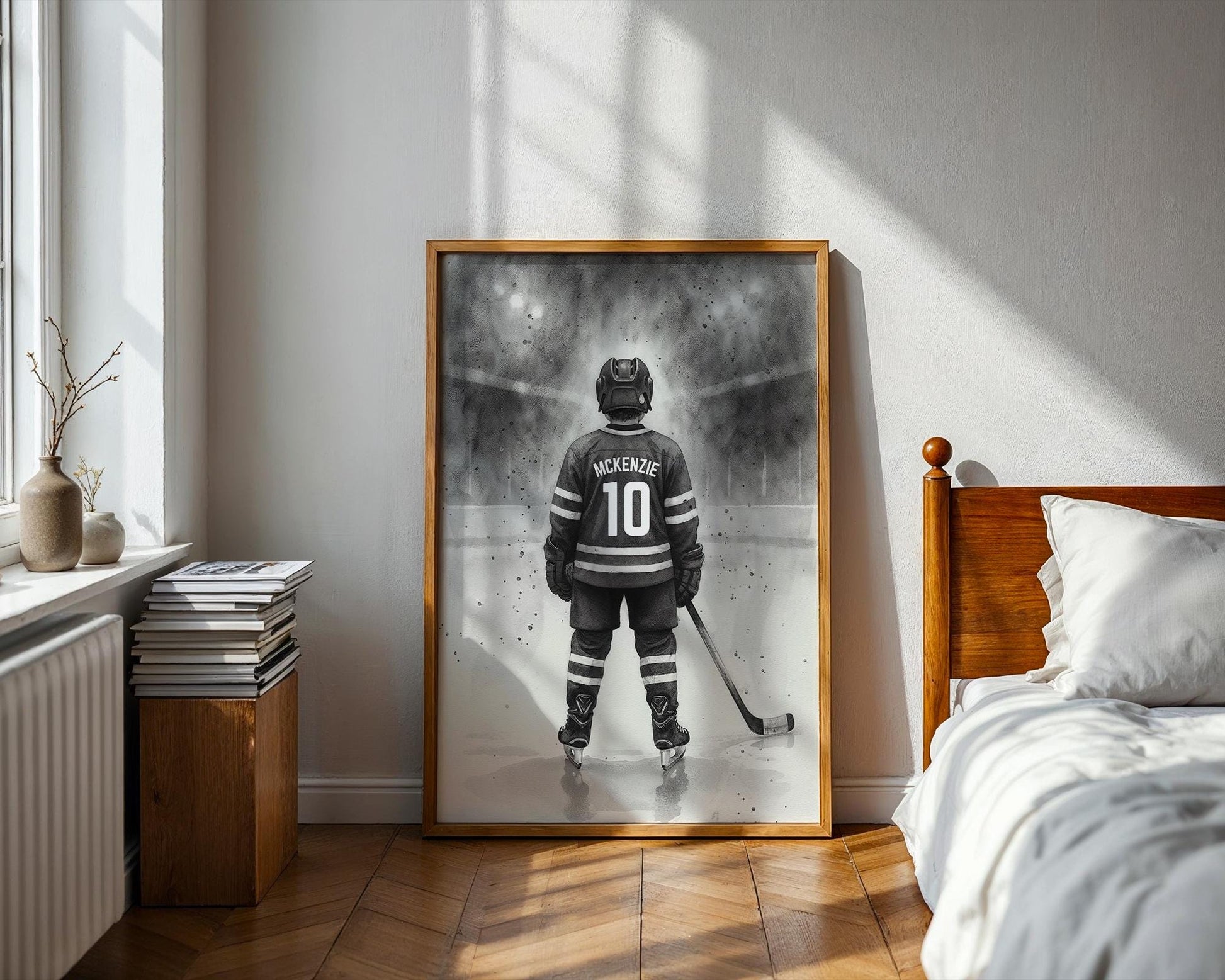Personalized Hockey Wall Art Print, Custom Hockey Decor, Boys Room Gift, Unique Jersey Art for Kids Bedroom, Digital Download