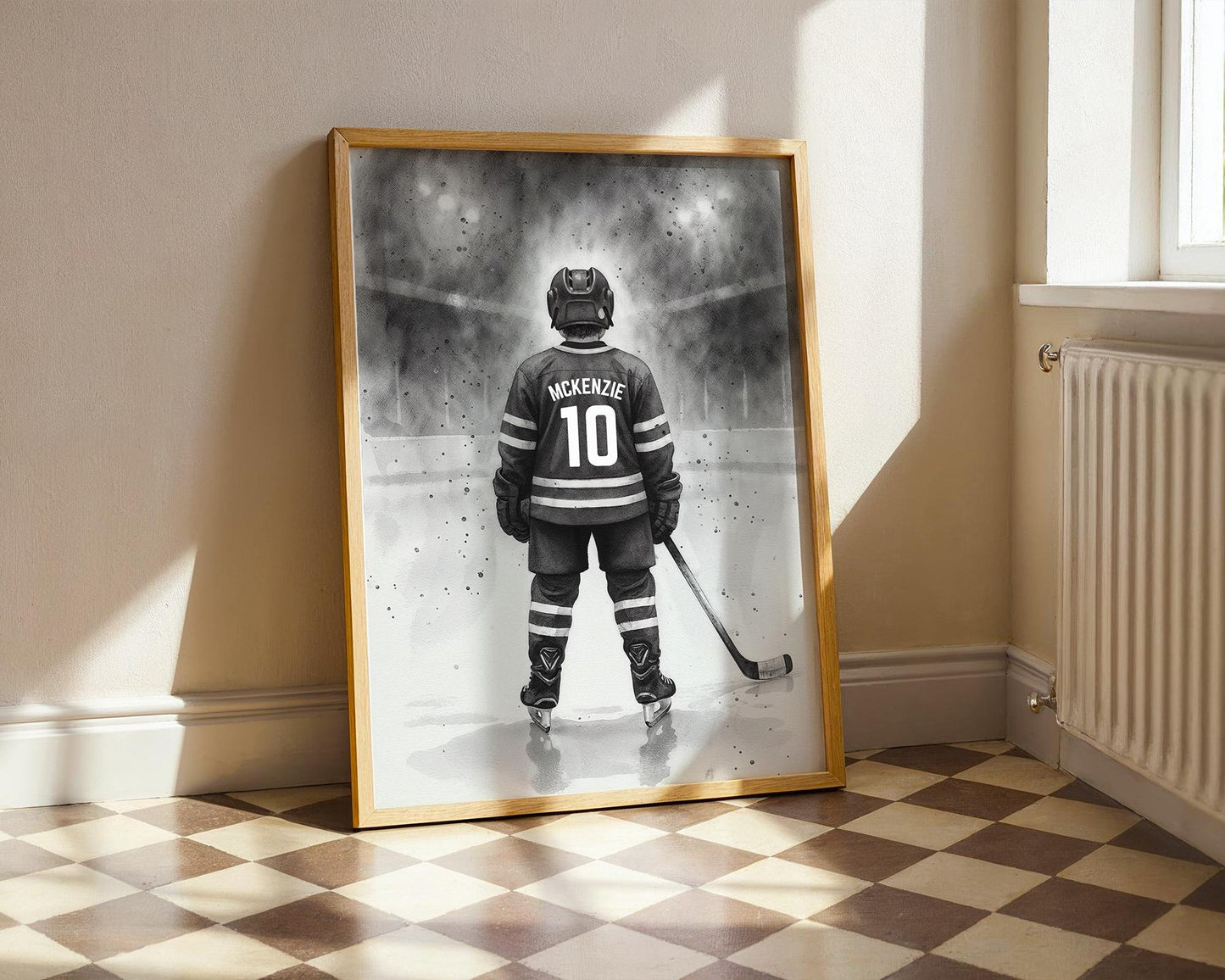 Personalized Hockey Wall Art Print, Custom Hockey Decor, Boys Room Gift, Unique Jersey Art for Kids Bedroom, Digital Download