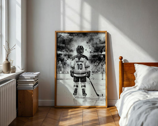 Personalized Hockey Girl Poster, Custom Hockey Art, Girls Bedroom Decor, Digital Download, Hockey Prints