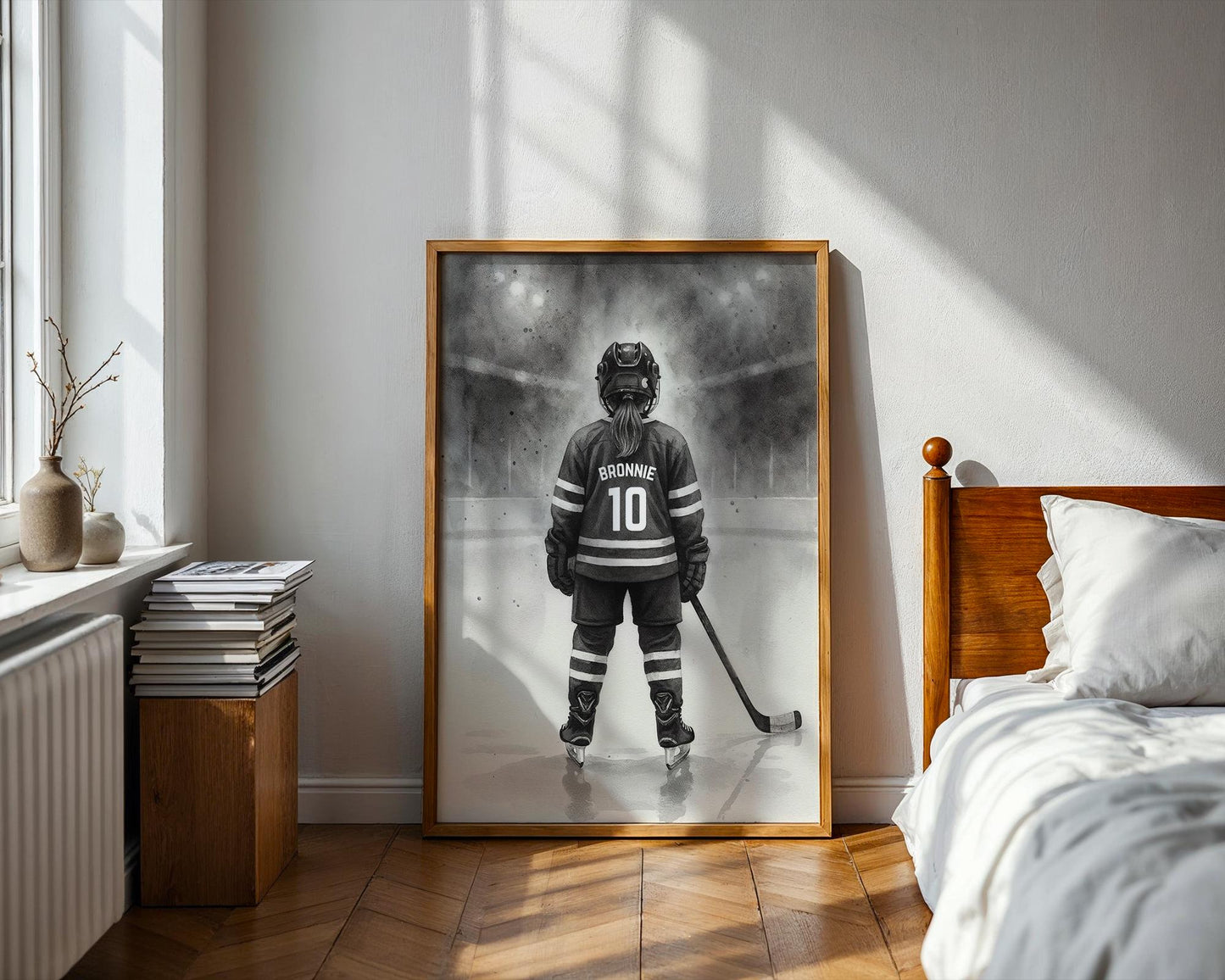 Personalized Hockey Girl Poster, Girls Hockey Wall Art, Custom Decor for Bedrooms, Digital Download Prints