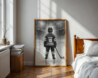Personalized Hockey Girl Poster, Girls Hockey Wall Art, Custom Decor for Bedrooms, Digital Download Prints