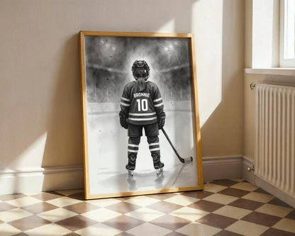 Personalized Hockey Girl Poster, Girls Hockey Wall Art, Custom Decor for Bedrooms, Digital Download Prints