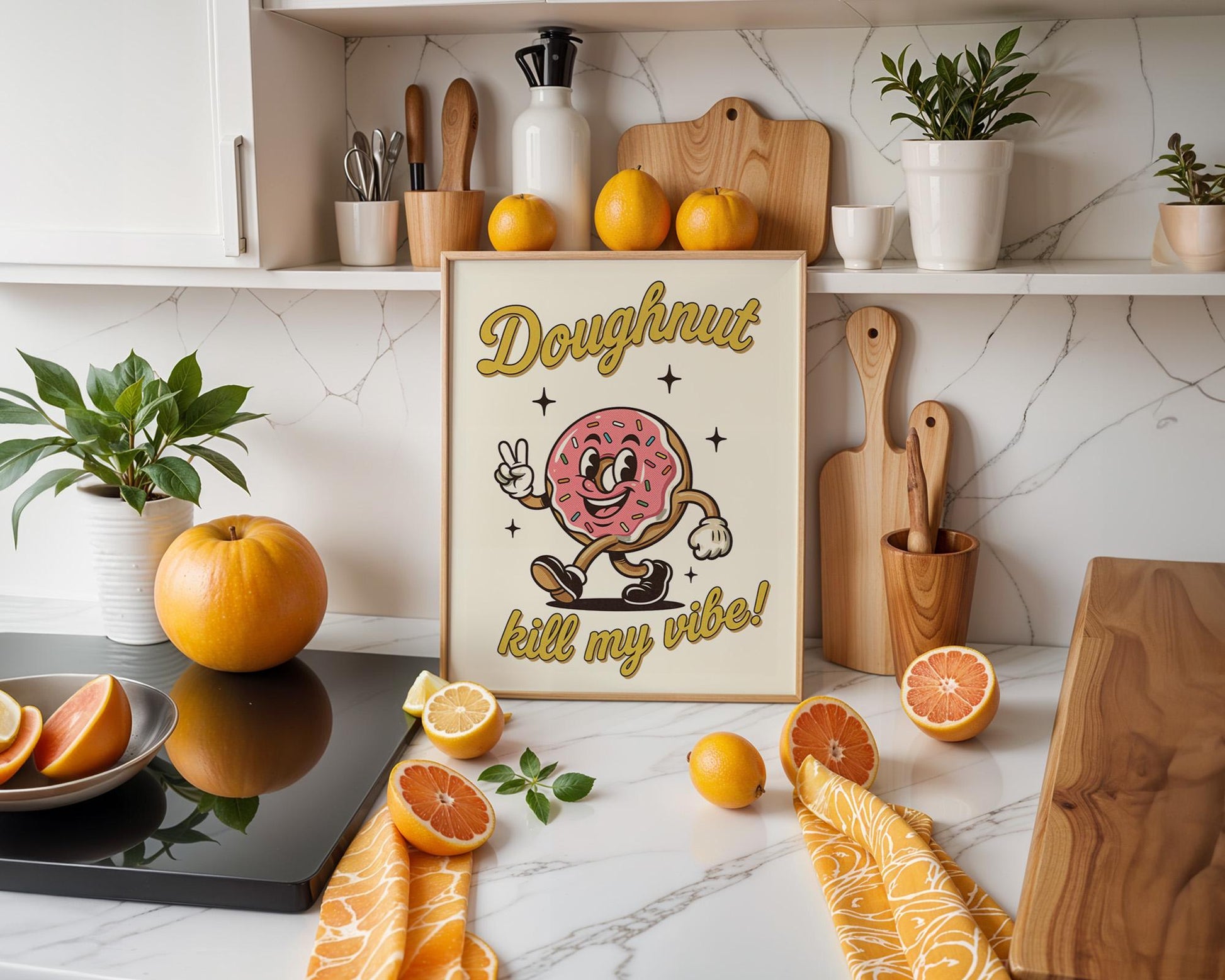Doughnut Kill My Vibe Retro Kitchen Print | Funny 50s Food Poster | Vintage Donut Wall Art | Humorous Café Decor | Bakery Gift Idea
