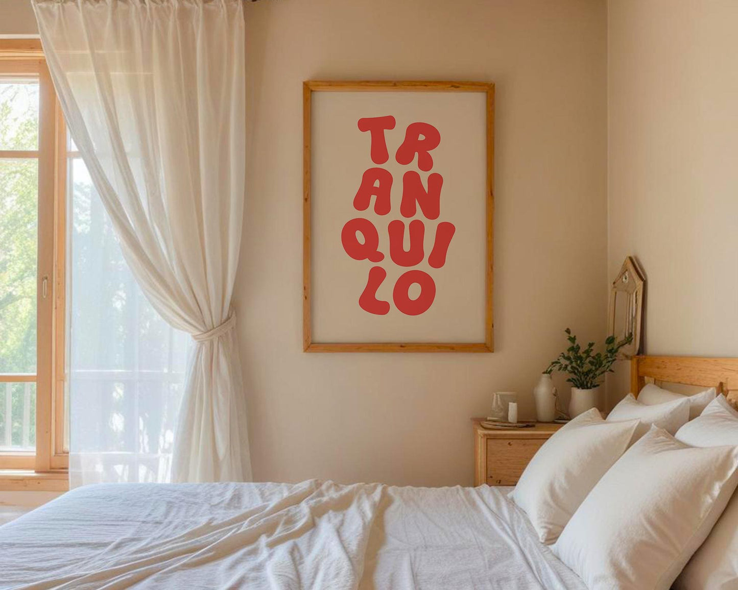 Tranquilo Wall Art, Calm Minimalist Printed and Shipped, Retro Serenity Print, Inspirational Home Deco