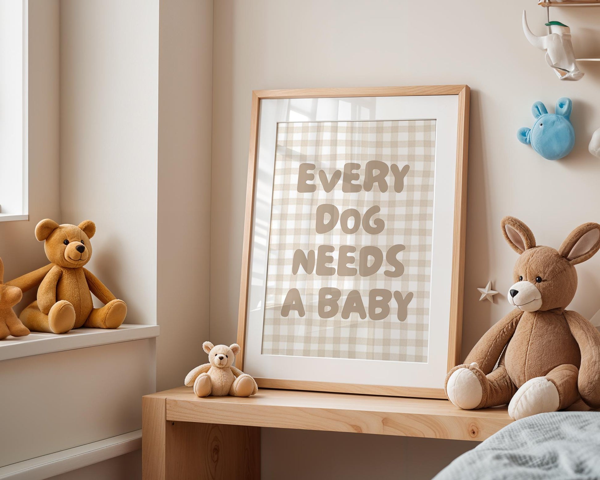 Every Dog Needs A Baby Print, Cute Nursery Wall Art, Digital Download, Baby Announcement, Dog Lover Gift