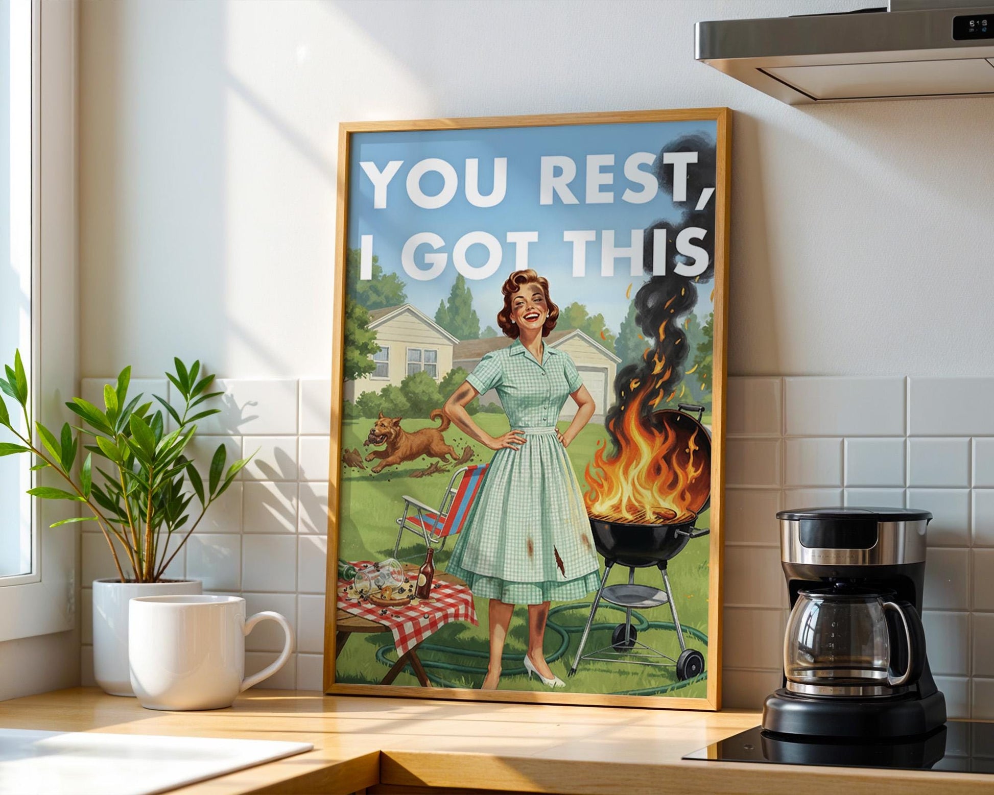 Retro Kitchen Print, Funny 50s Poster, Vintage Cooking Art, Humorous Kitchen Decor, Retro Wall Art Gift Ideas, “I Got This” Print